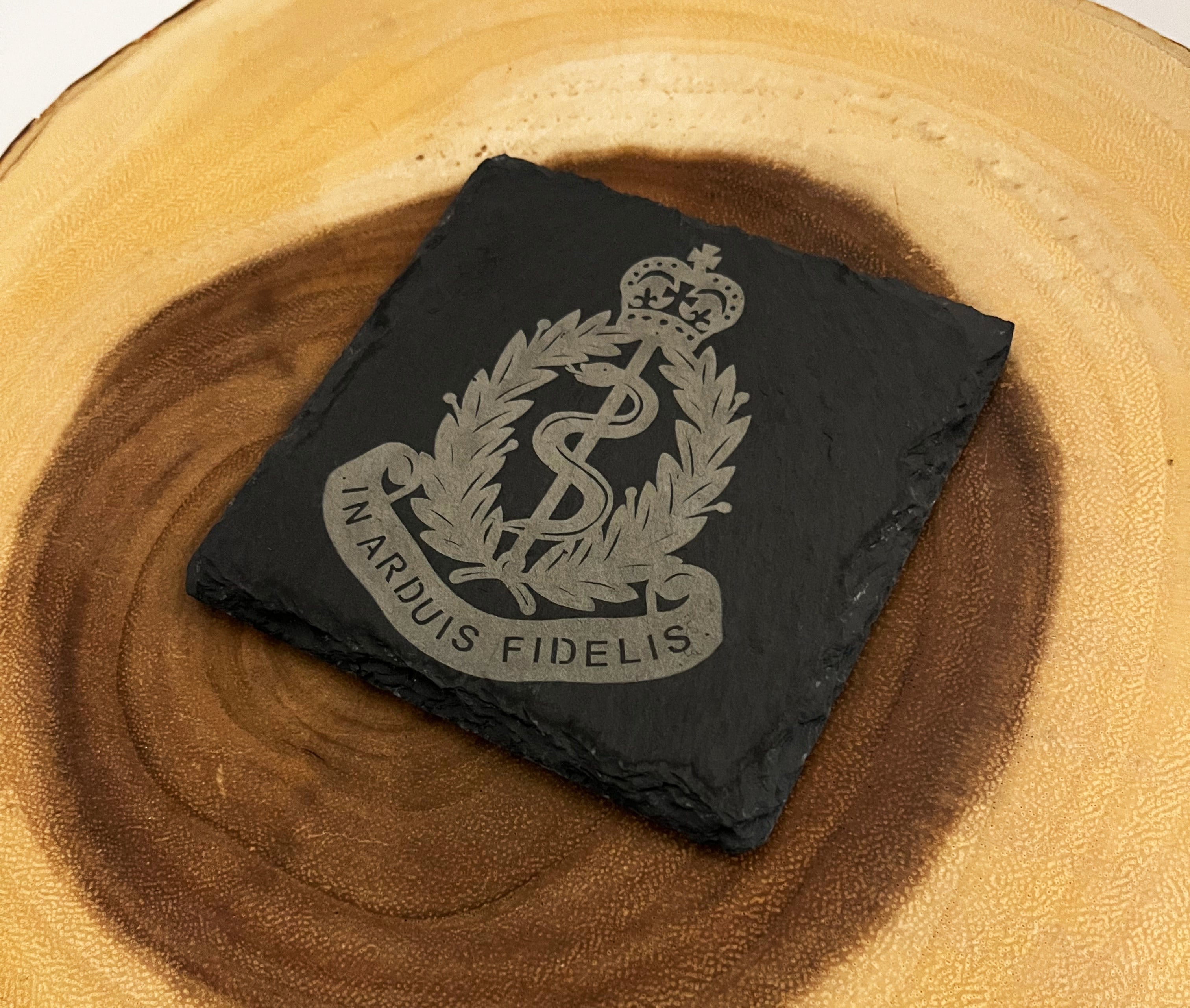 British Royal Army Medical Corps Etched Slate Coaster